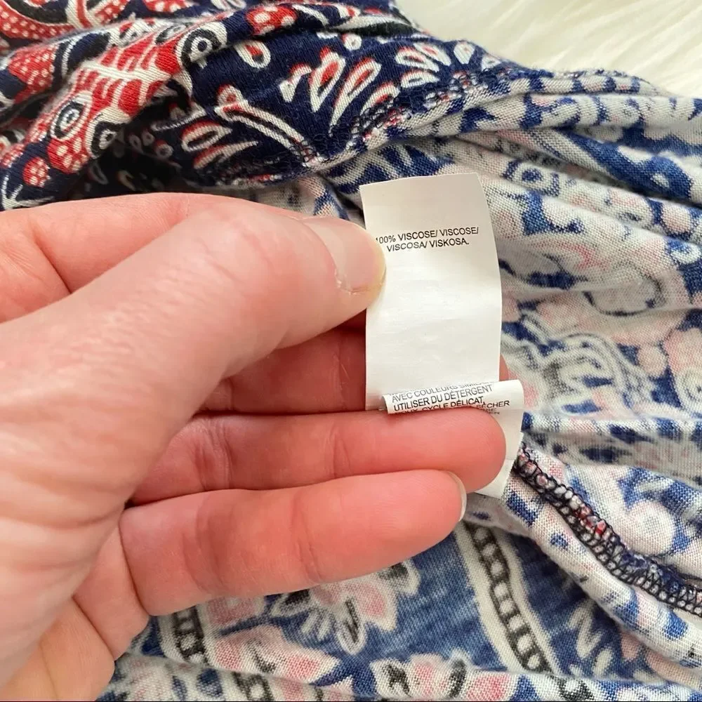 Lucky Brand bandana off shoulder Dress small patriotic‎ boho bohemian